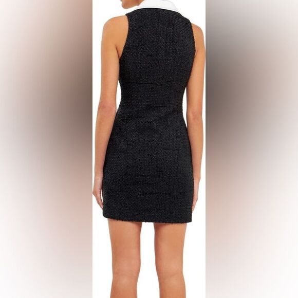 NWT Endless Rose Contrast Collar Tweed Mini Dress size medium women with pockets - Picture 4 of 16